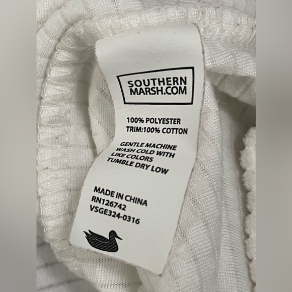 Southern Marsh Fieldtec Dune White & Blue Waffle Seersucker Pullover Size Large - Picture 10 of 10